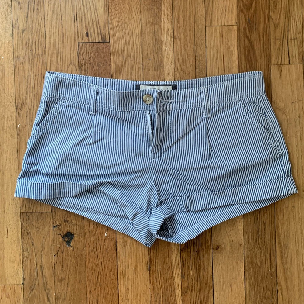 Abercrombie & Fitch Blue and White Striped Jean Shorts